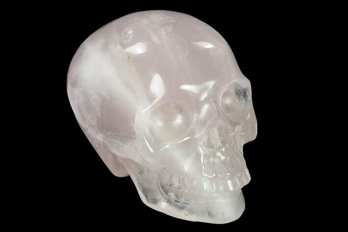Realistic, Polished Brazilian Rose Quartz Crystal Skull #151078
